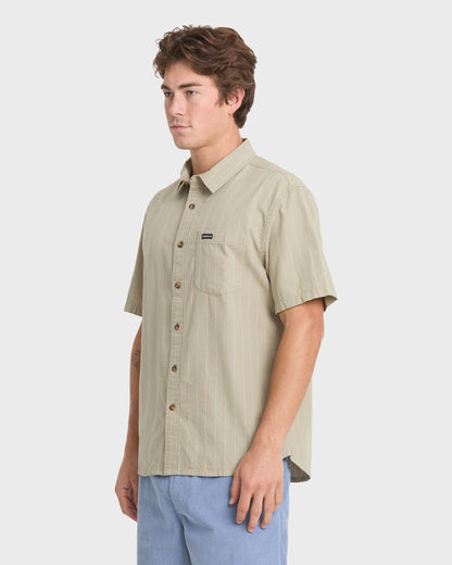 Dobby Stripe Classic Short Sleeve Woven Shirt - Seneca Rock