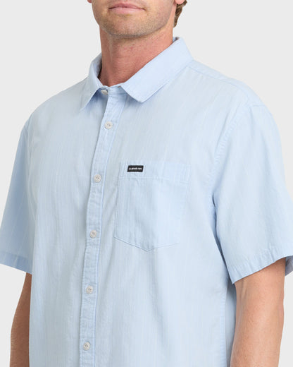 Dobby Stripe Classic Short Sleeve Woven Shirt - Skyway
