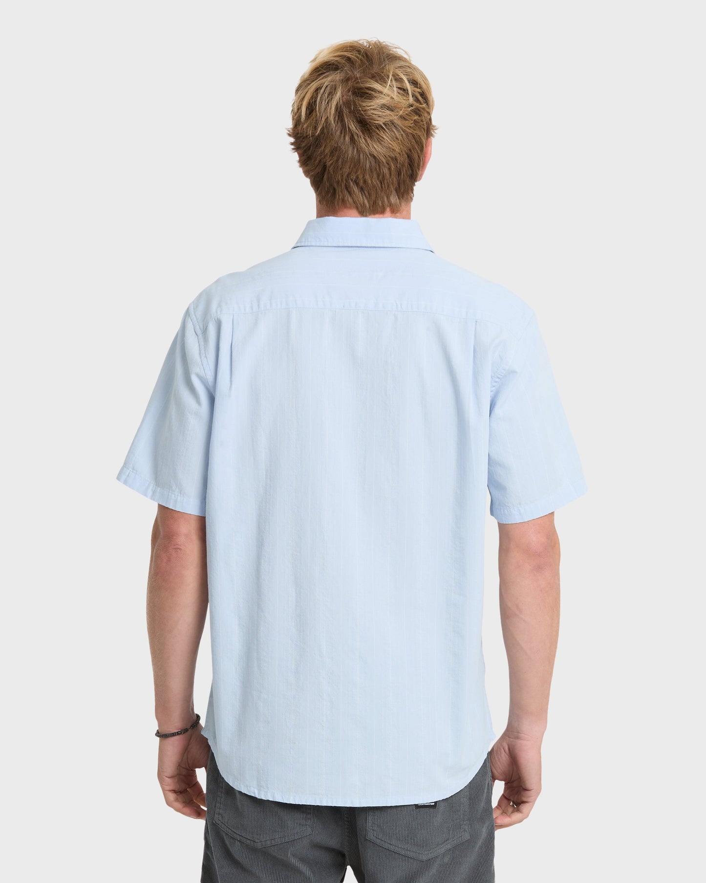 Dobby Stripe Classic Short Sleeve Woven Shirt - Skyway