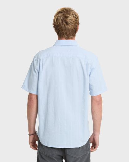 Dobby Stripe Classic Short Sleeve Woven Shirt - Skyway