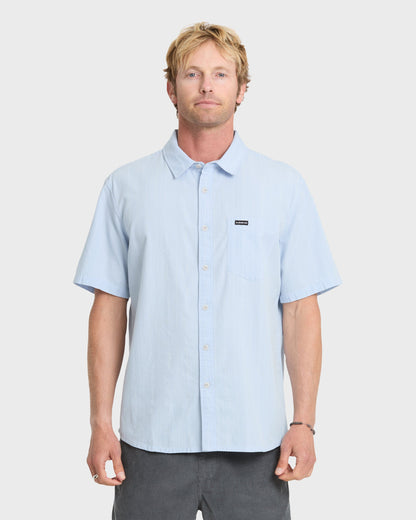 Dobby Stripe Classic Short Sleeve Woven Shirt - Skyway