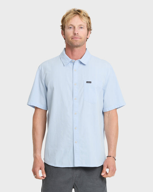 Dobby Stripe Classic Short Sleeve Woven Shirt - Skyway