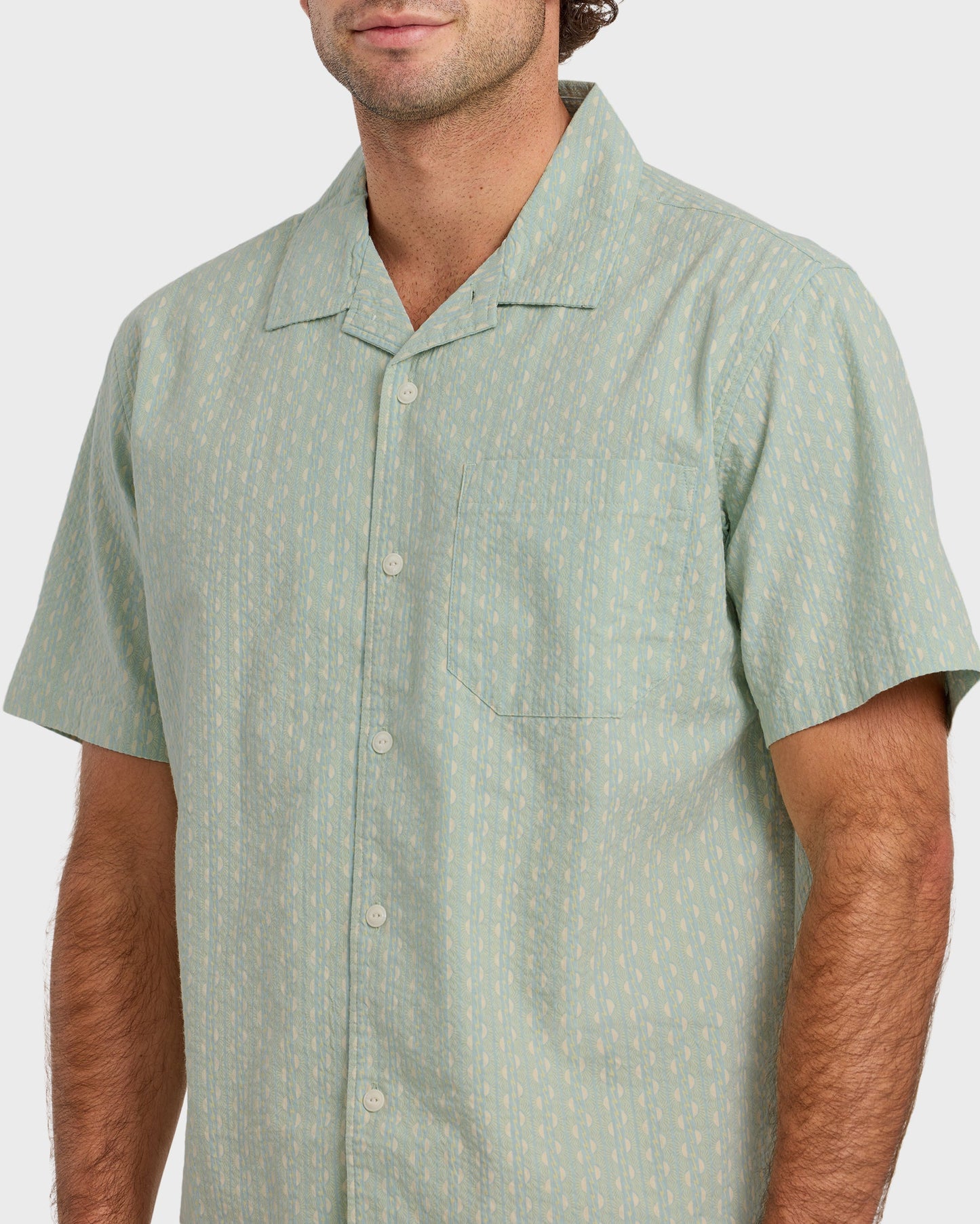 Horizons Casual Seersucker Short Sleeve Shirt - Blue Haze