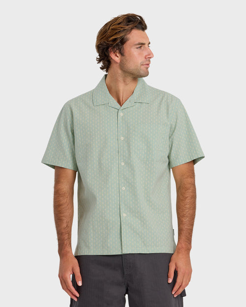 Horizons Casual Seersucker Short Sleeve Shirt - Blue Haze