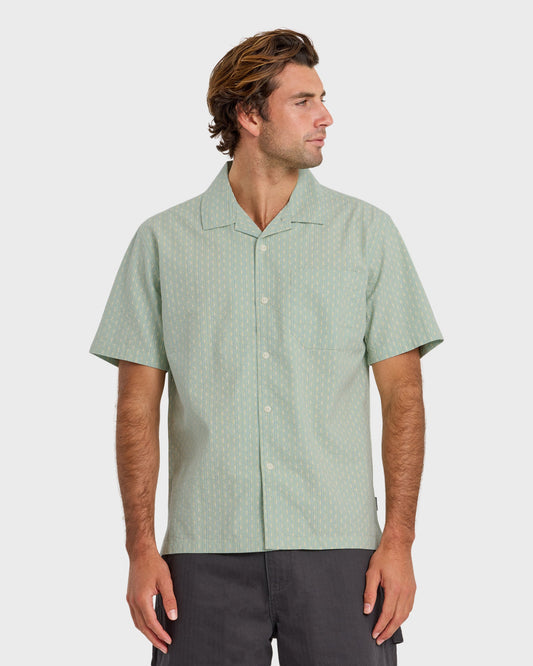 Horizons Casual Seersucker Short Sleeve Shirt - Blue Haze