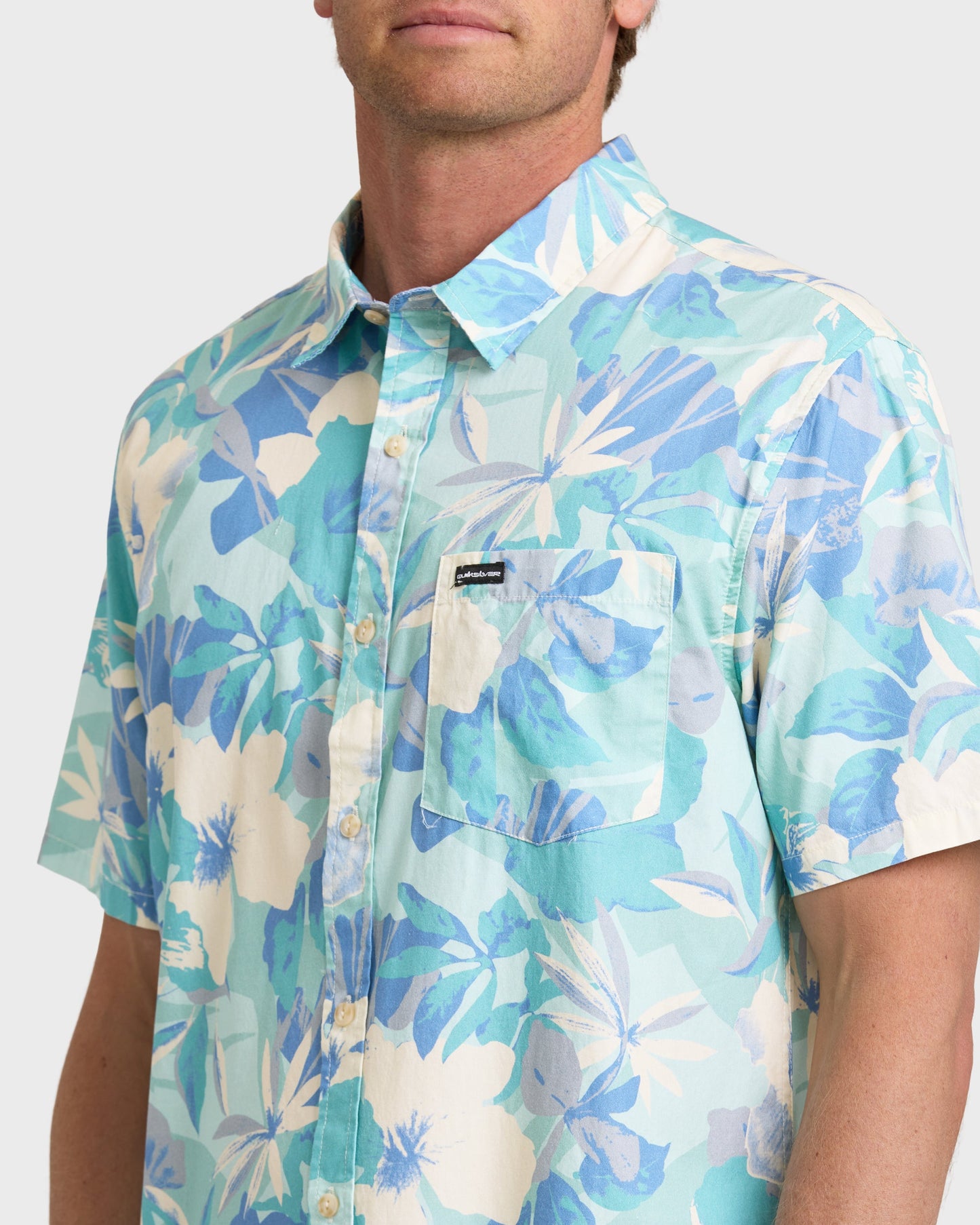 Interact Floral Classic Short Sleeve Shirt - Blue Haze