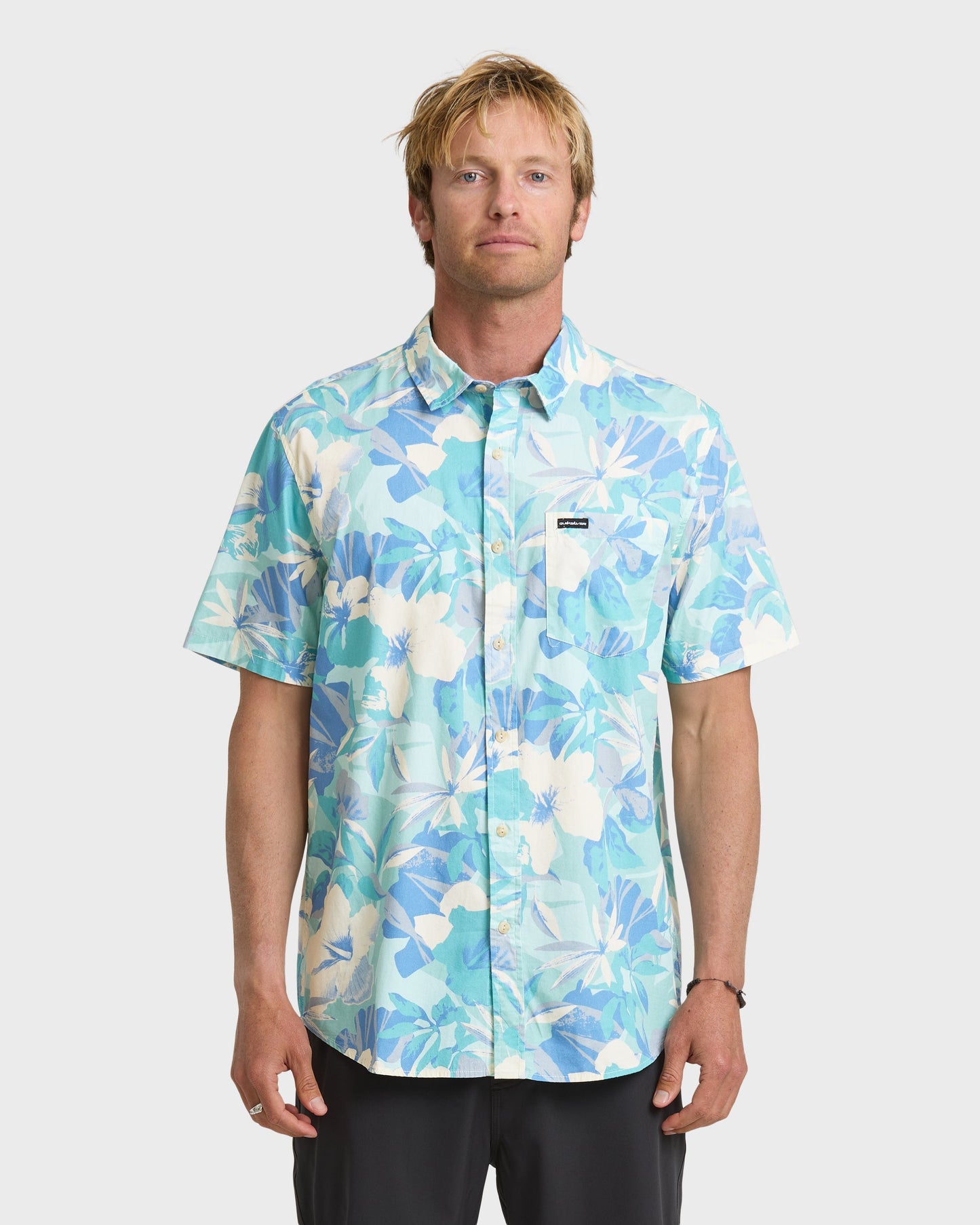 Interact Floral Classic Short Sleeve Shirt - Blue Haze