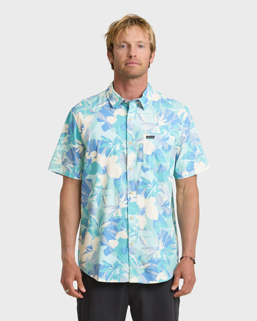 Interact Floral Classic Short Sleeve Shirt - Blue Haze