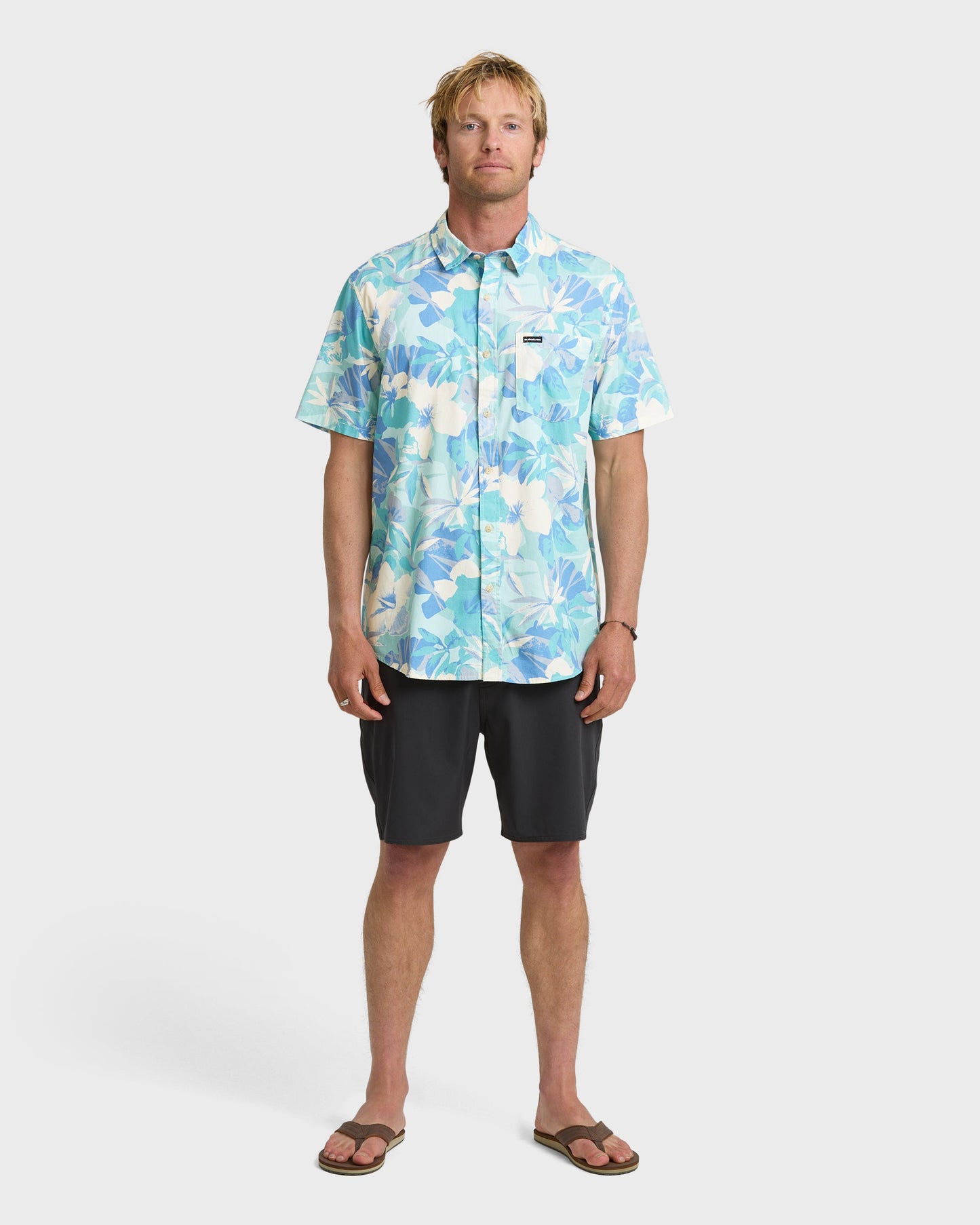 Interact Floral Classic Short Sleeve Shirt - Blue Haze
