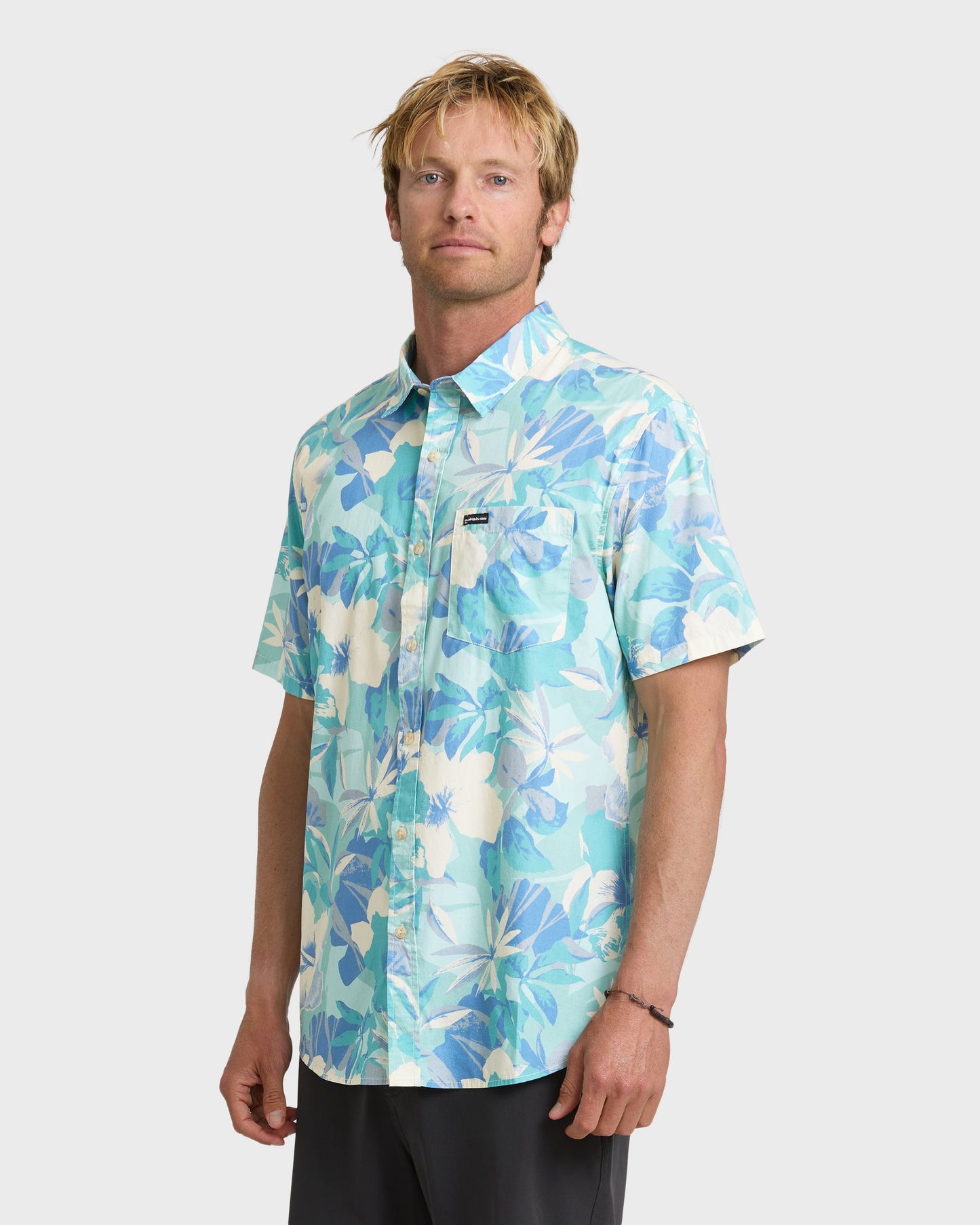 Interact Floral Classic Short Sleeve Shirt - Blue Haze