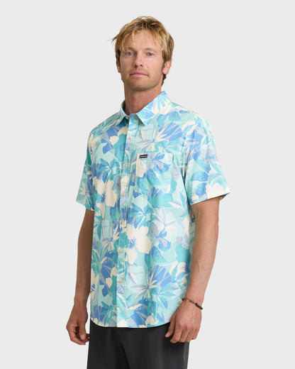 Interact Floral Classic Short Sleeve Shirt - Blue Haze