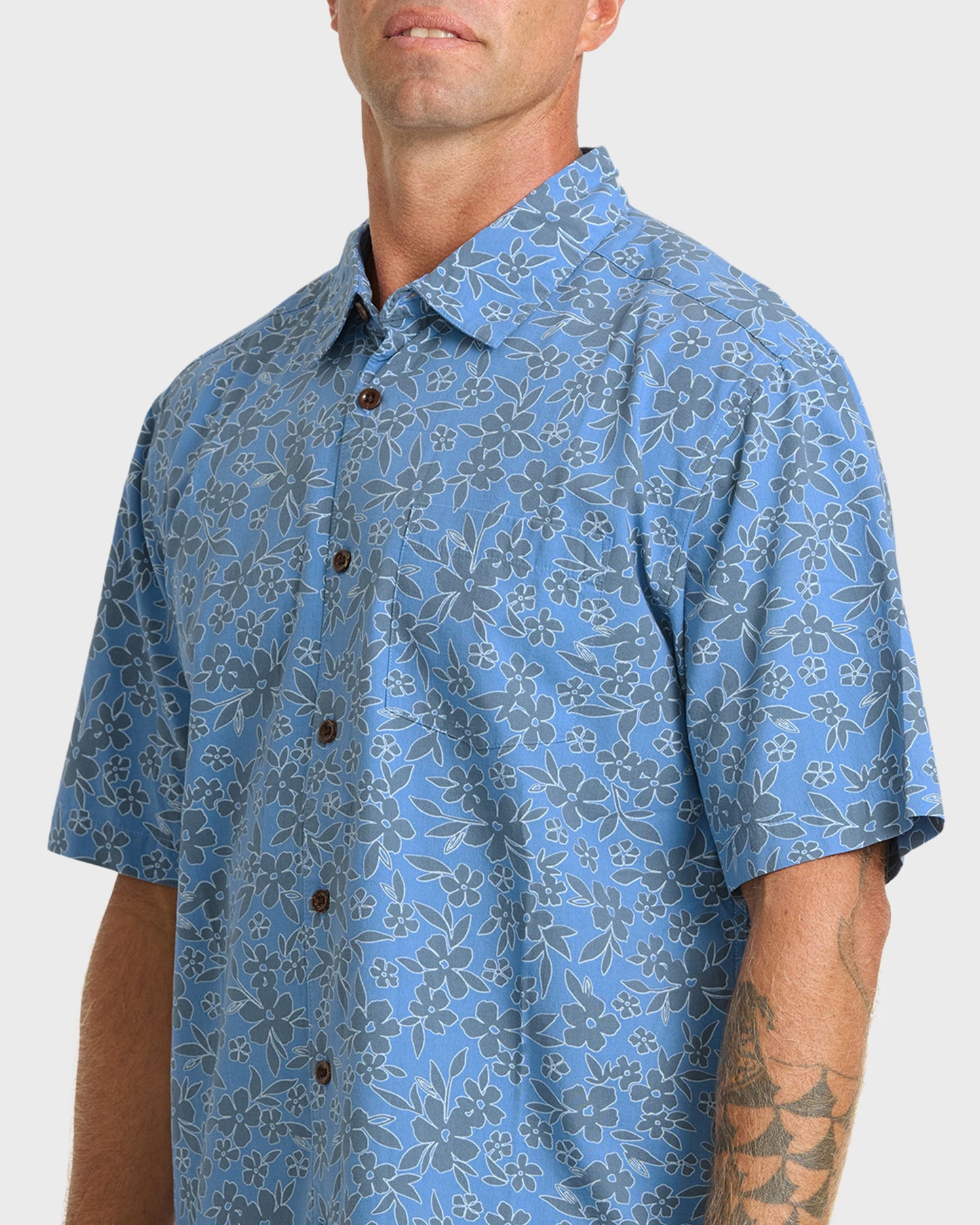 Waterman Flower Field Short Sleeve Shirt - Blue Shadow
