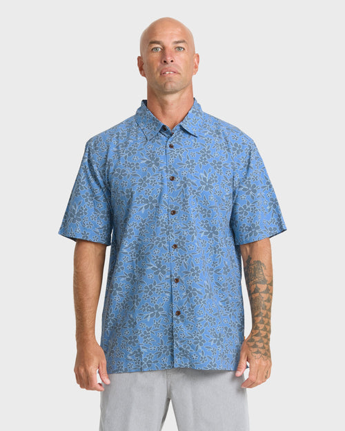 Waterman Flower Field Short Sleeve Shirt - Blue Shadow
