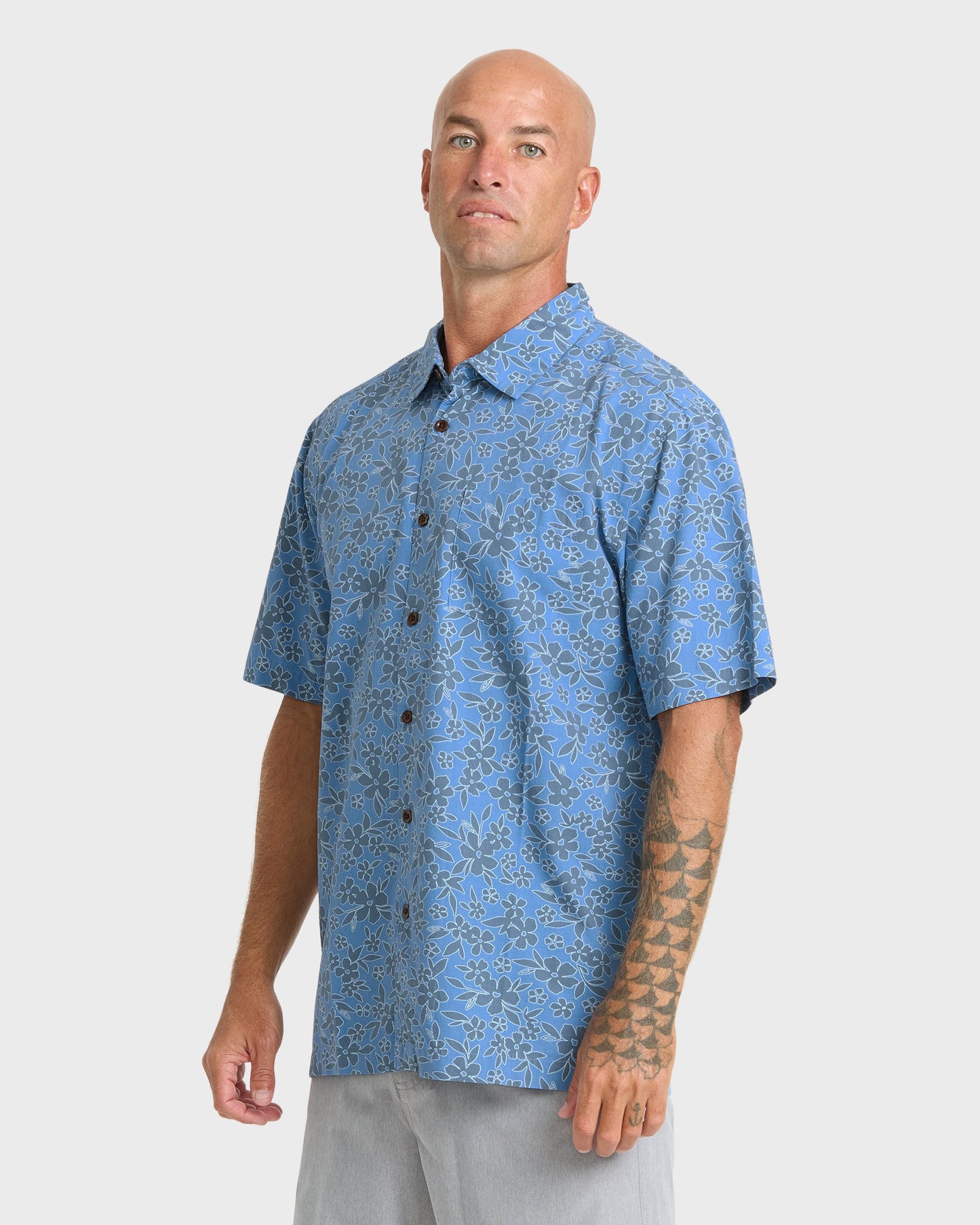 Waterman Flower Field Short Sleeve Shirt - Blue Shadow