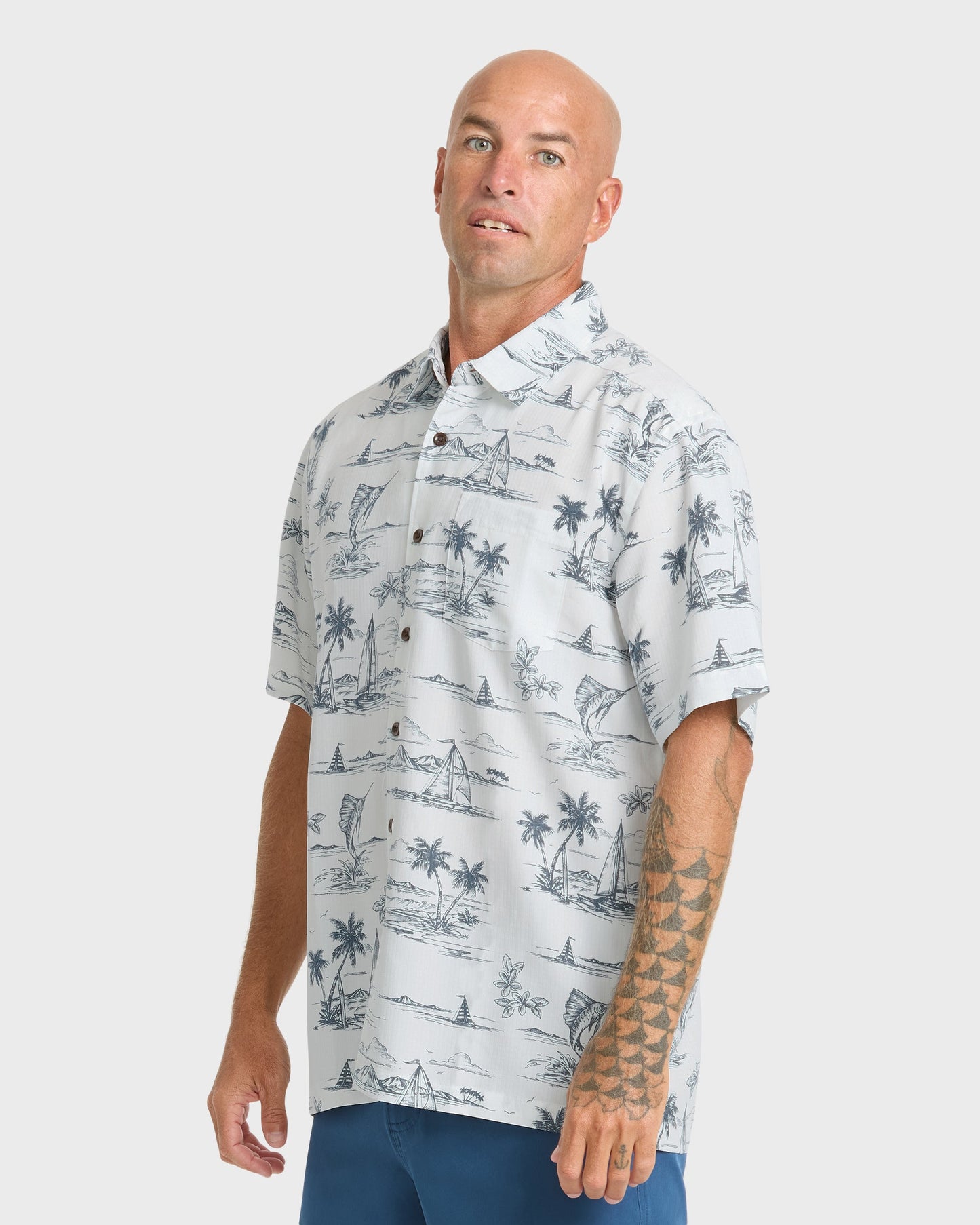 Waterman Sail Away Short Sleeve Shirt - Dark Denim