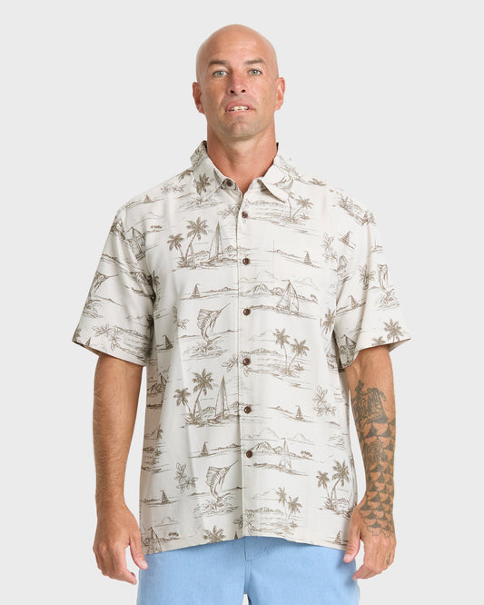 Waterman Sail Away Short Sleeve Shirt - Moonbeam