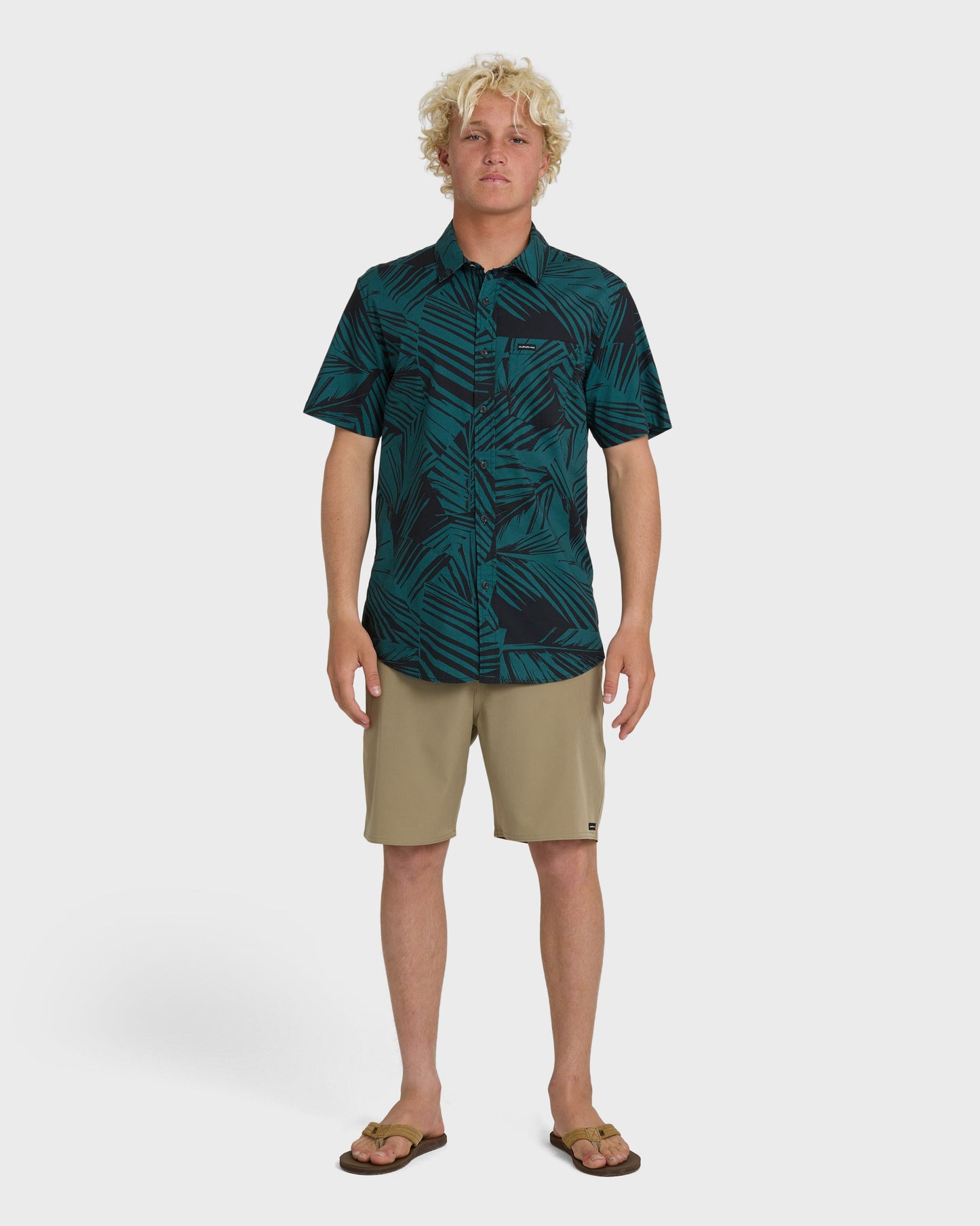 Aruba Palm Classic Stretch Short Sleeve Shirt - Mediterranea
