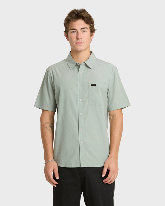 Shore Break Classic Short Sleeve Woven Button-Up Shirt - Iceberg Green
