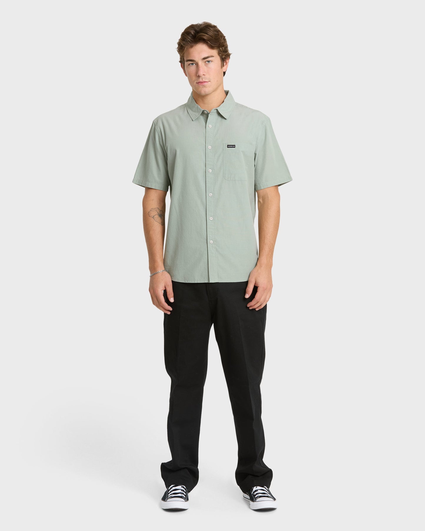 Shore Break Classic Short Sleeve Woven Button-Up Shirt - Iceberg Green