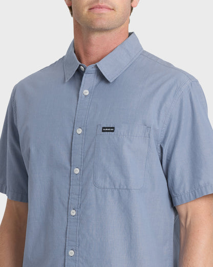 Shore Break Classic Short Sleeve Woven Button-Up Shirt - Quiet Harbor