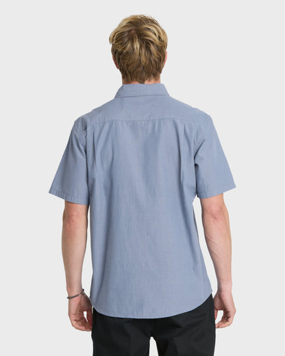 Shore Break Classic Short Sleeve Woven Button-Up Shirt - Quiet Harbor