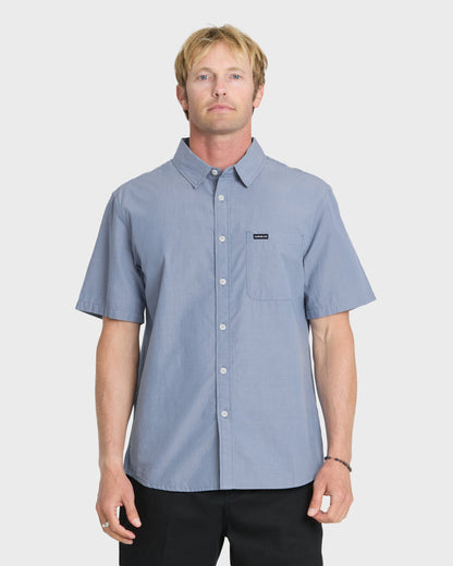 Shore Break Classic Short Sleeve Woven Button-Up Shirt - Quiet Harbor