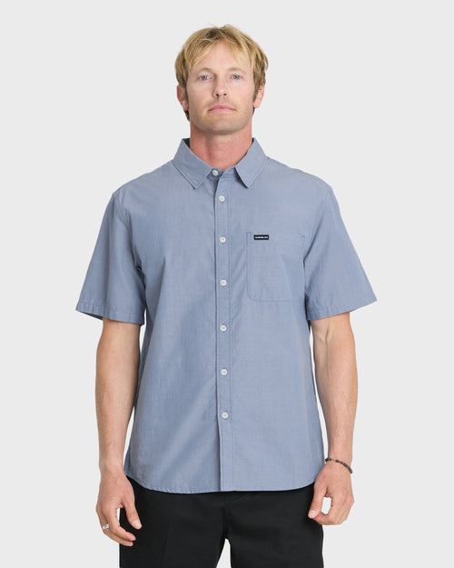 Shore Break Classic Short Sleeve Woven Button-Up Shirt - Quiet Harbor