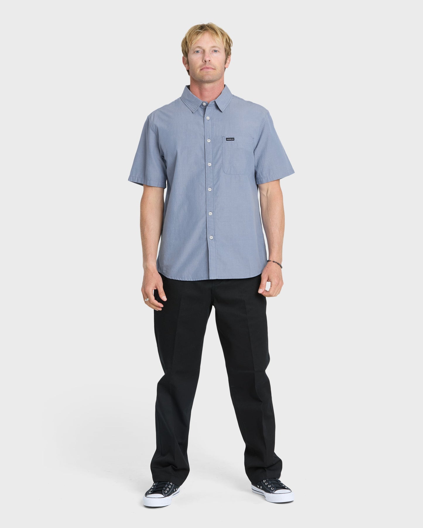 Shore Break Classic Short Sleeve Woven Button-Up Shirt - Quiet Harbor