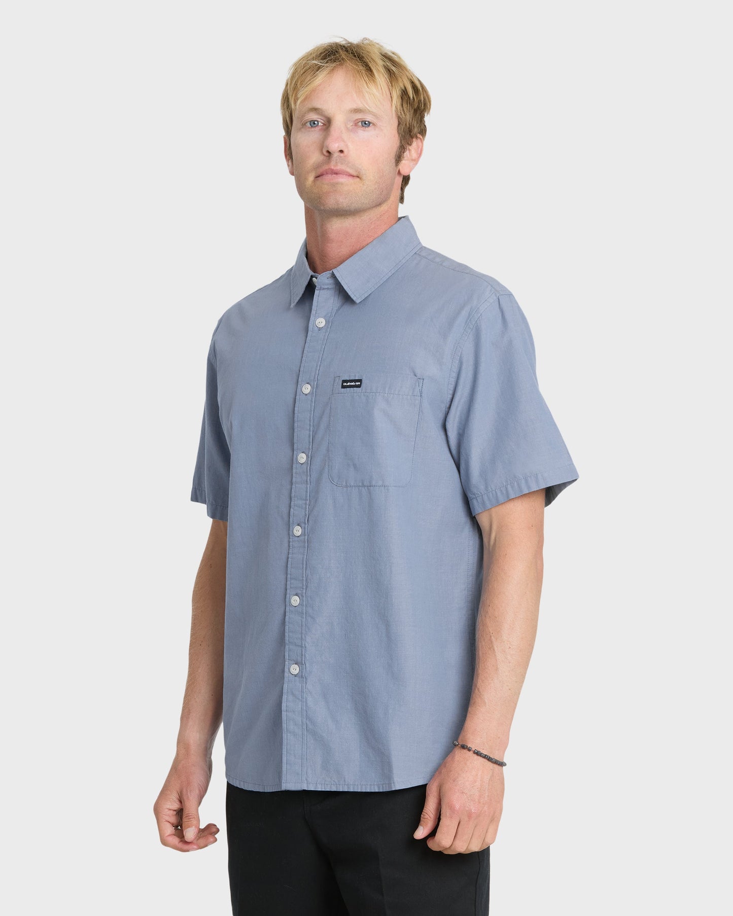 Shore Break Classic Short Sleeve Woven Button-Up Shirt - Quiet Harbor