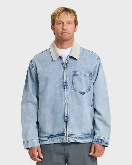 Surf Harrington Denim Jacket - Light Indigo