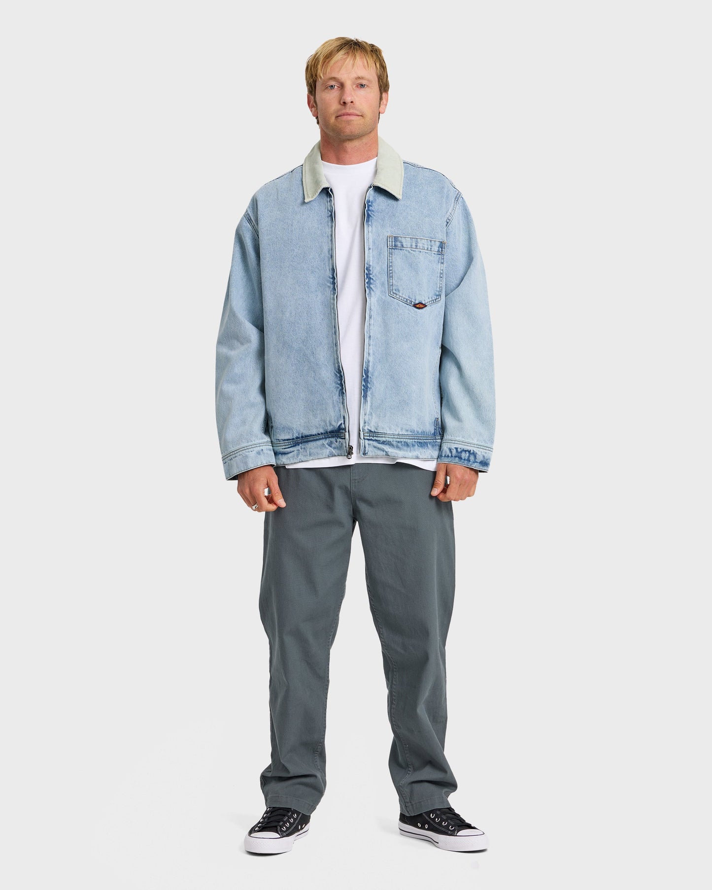 Surf Harrington Denim Jacket - Light Indigo