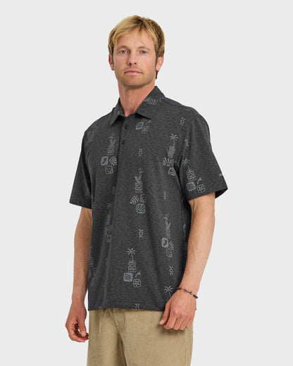 Waterman Mystic Fin UPF 50 Short Sleeve Jersey Polo Shirt - Phantom