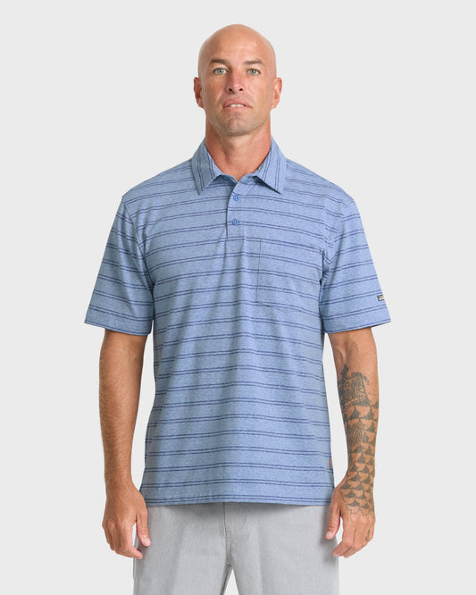 Waterman Shank UPF 50 Short Sleeve Jersey Polo - Riviera