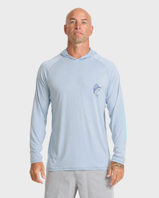 Waterman Marley Hooded Long Sleeve UPF 50 Surf Shirt - Skyway