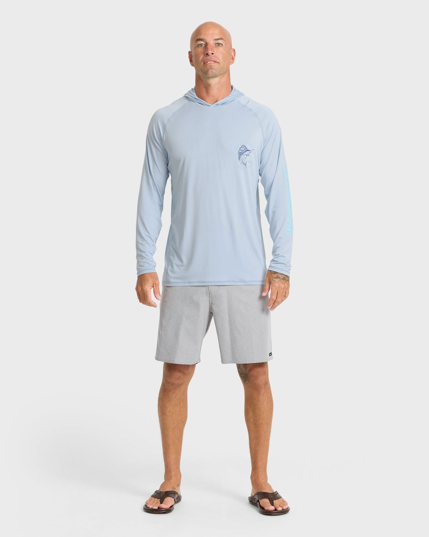 Waterman Marley Hooded Long Sleeve UPF 50 Surf Shirt - Skyway