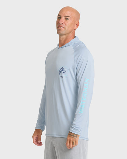 Waterman Marley Hooded Long Sleeve UPF 50 Surf Shirt - Skyway