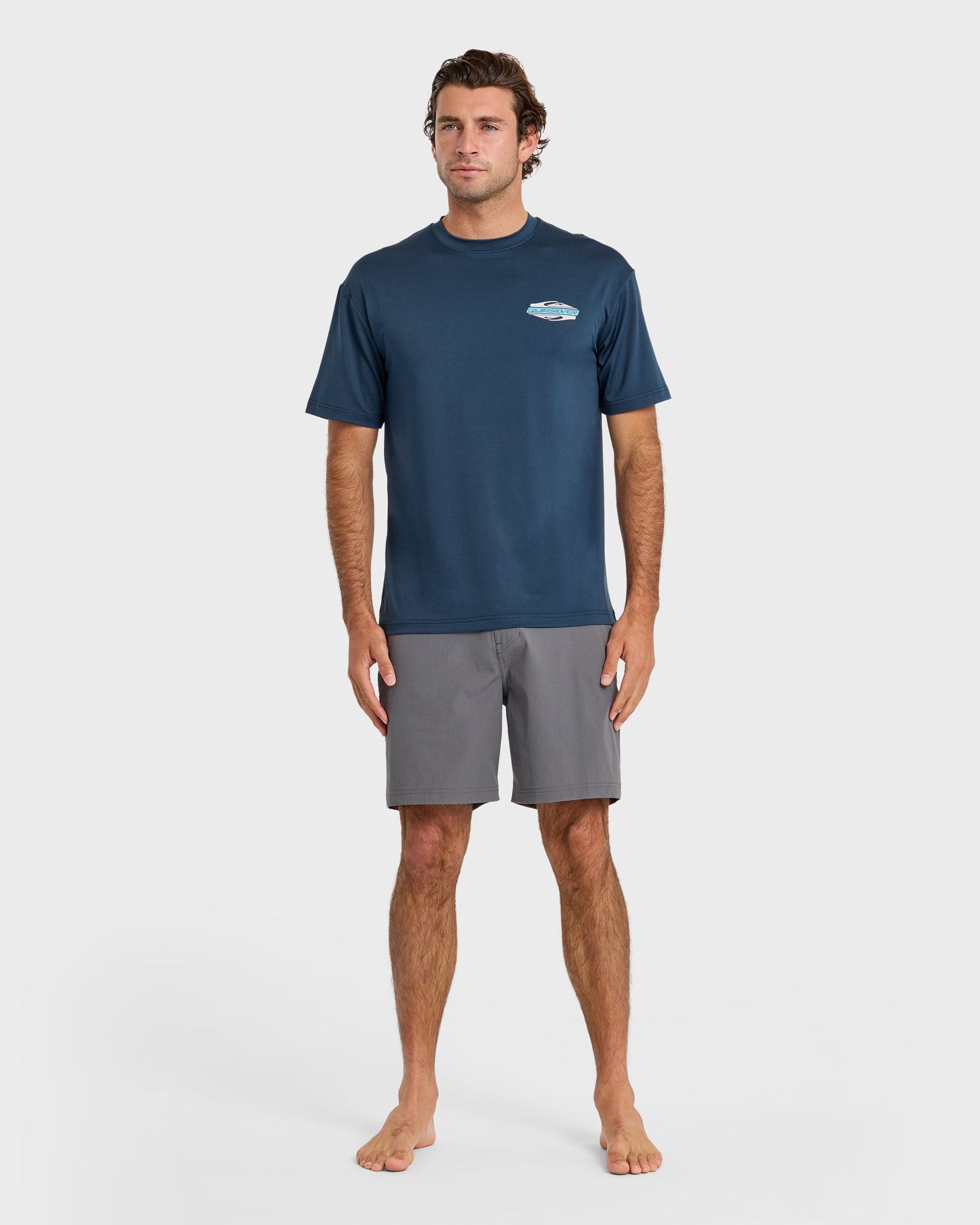 Everyday Graphic UPF 50 Hooded Short Sleeve Surf Shirt - Dark Denim