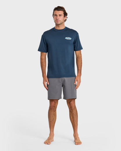 Everyday Graphic UPF 50 Hooded Short Sleeve Surf Shirt - Dark Denim