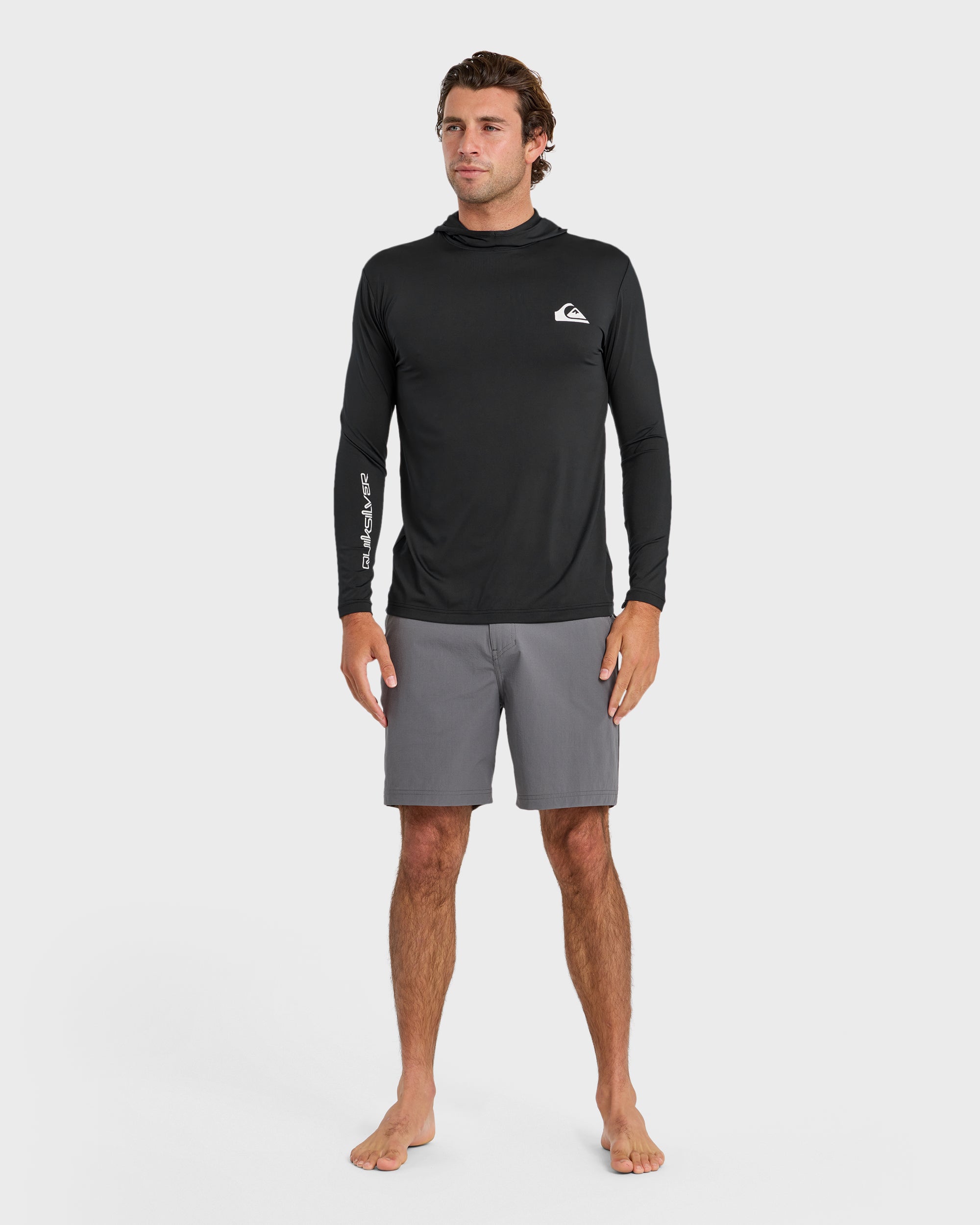 Everyday Hooded UPF 50 Long Sleeve Surf Shirt - Black
