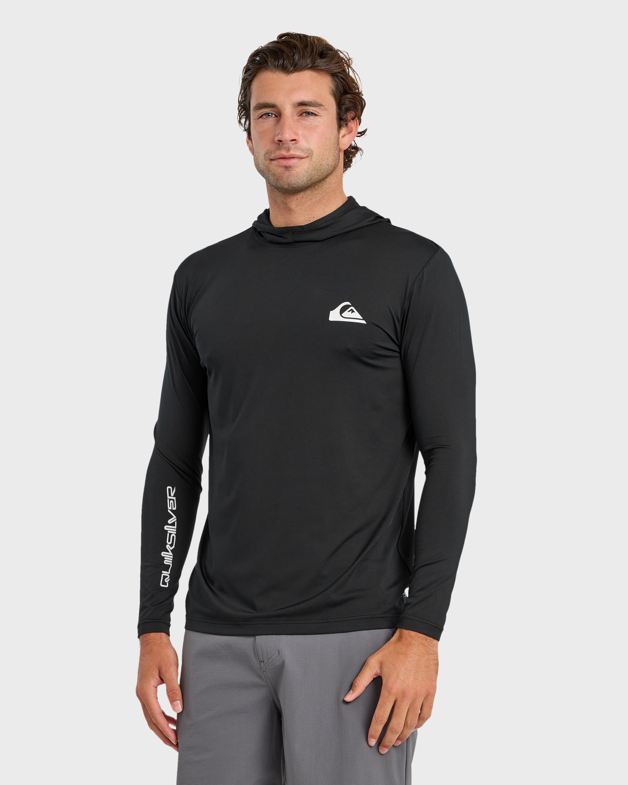 Everyday Hooded UPF 50 Long Sleeve Surf Shirt - Black