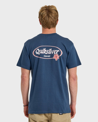 HI Floral Script Short Sleeve T-Shirt - Dark Denim