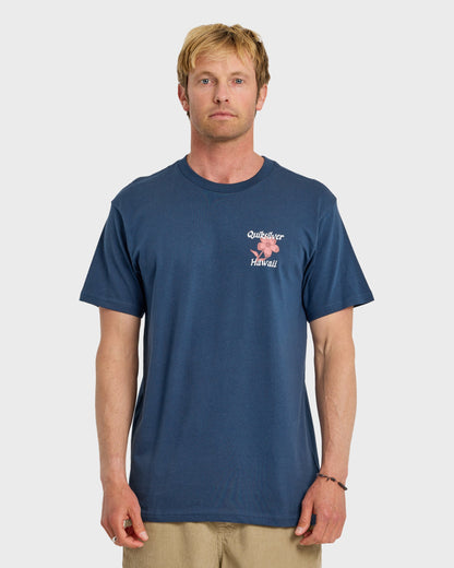 HI Floral Script Short Sleeve T-Shirt - Dark Denim