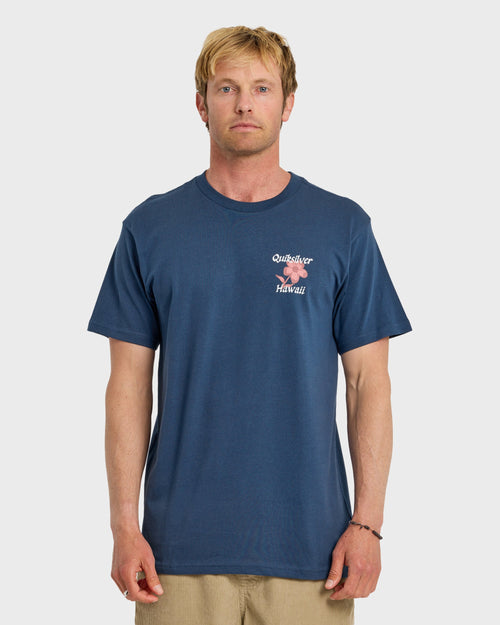 HI Floral Script Short Sleeve T-Shirt - Dark Denim