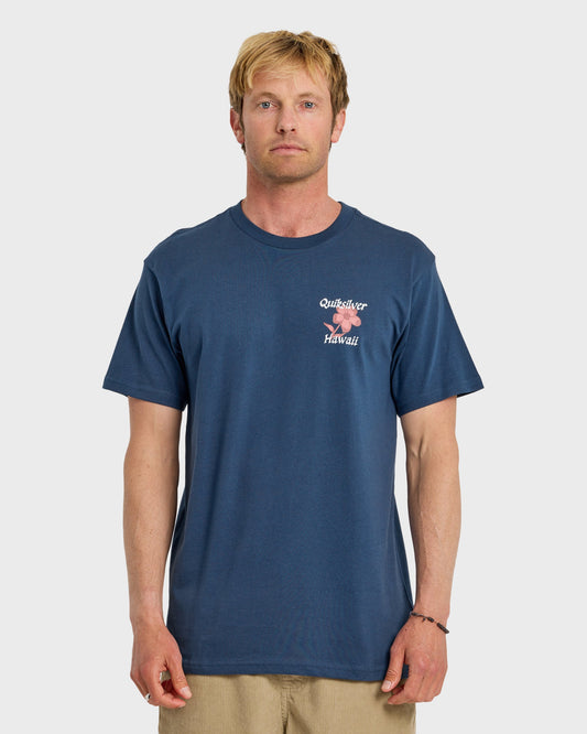 HI Floral Script Short Sleeve T-Shirt - Dark Denim