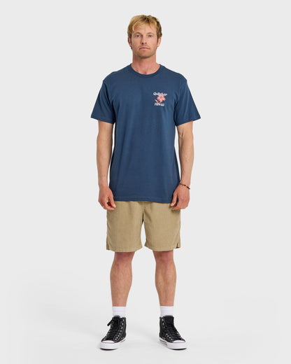 HI Floral Script Short Sleeve T-Shirt - Dark Denim