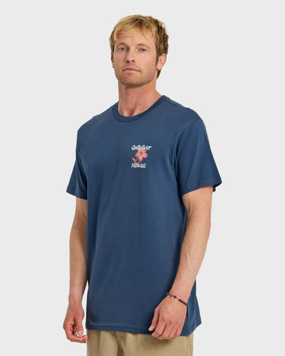 HI Floral Script Short Sleeve T-Shirt - Dark Denim