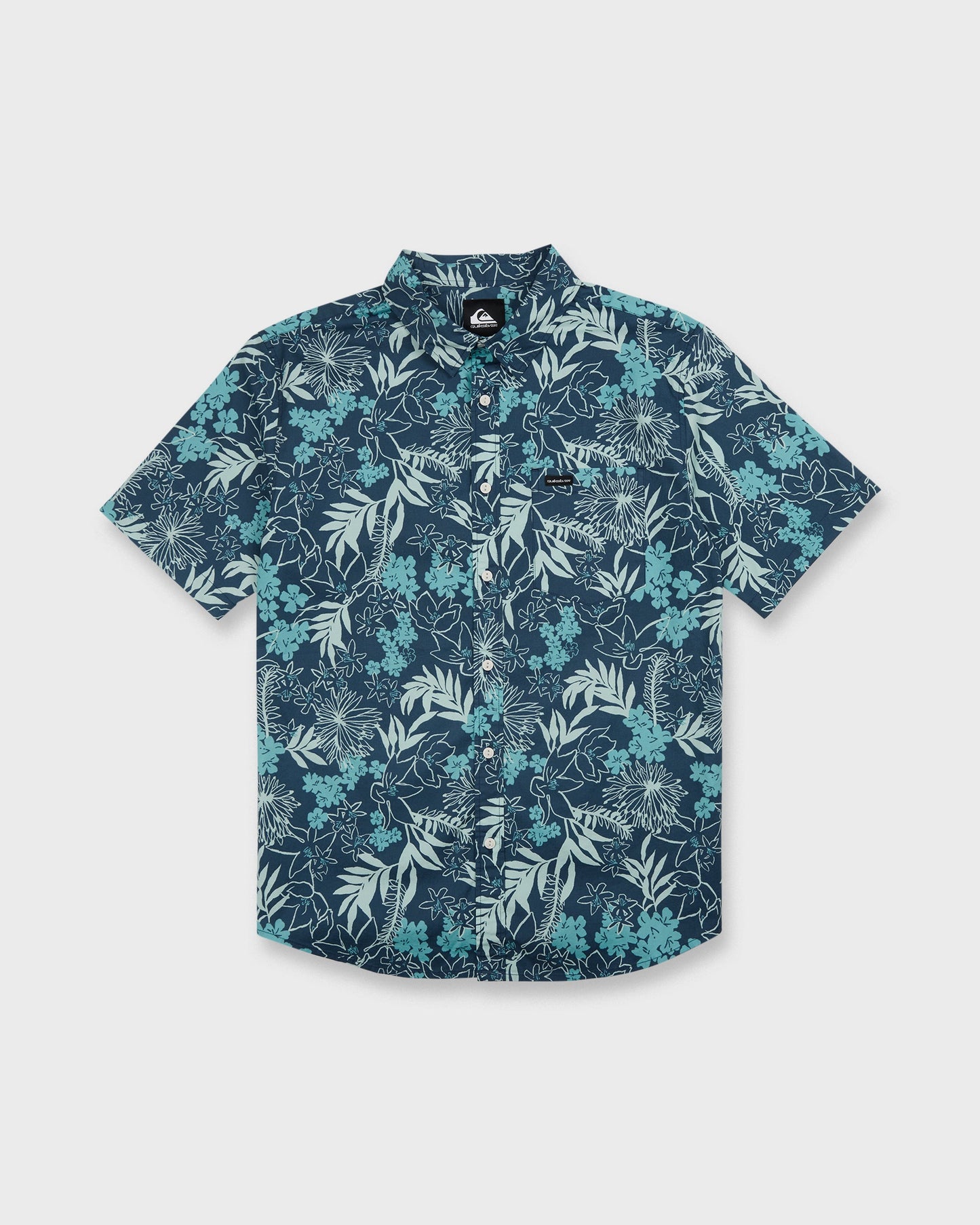 Jetty Bloom Classic Stretch Short Sleeve Woven Shirt - Dark Denim