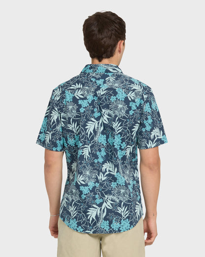Jetty Bloom Classic Stretch Short Sleeve Woven Shirt - Dark Denim