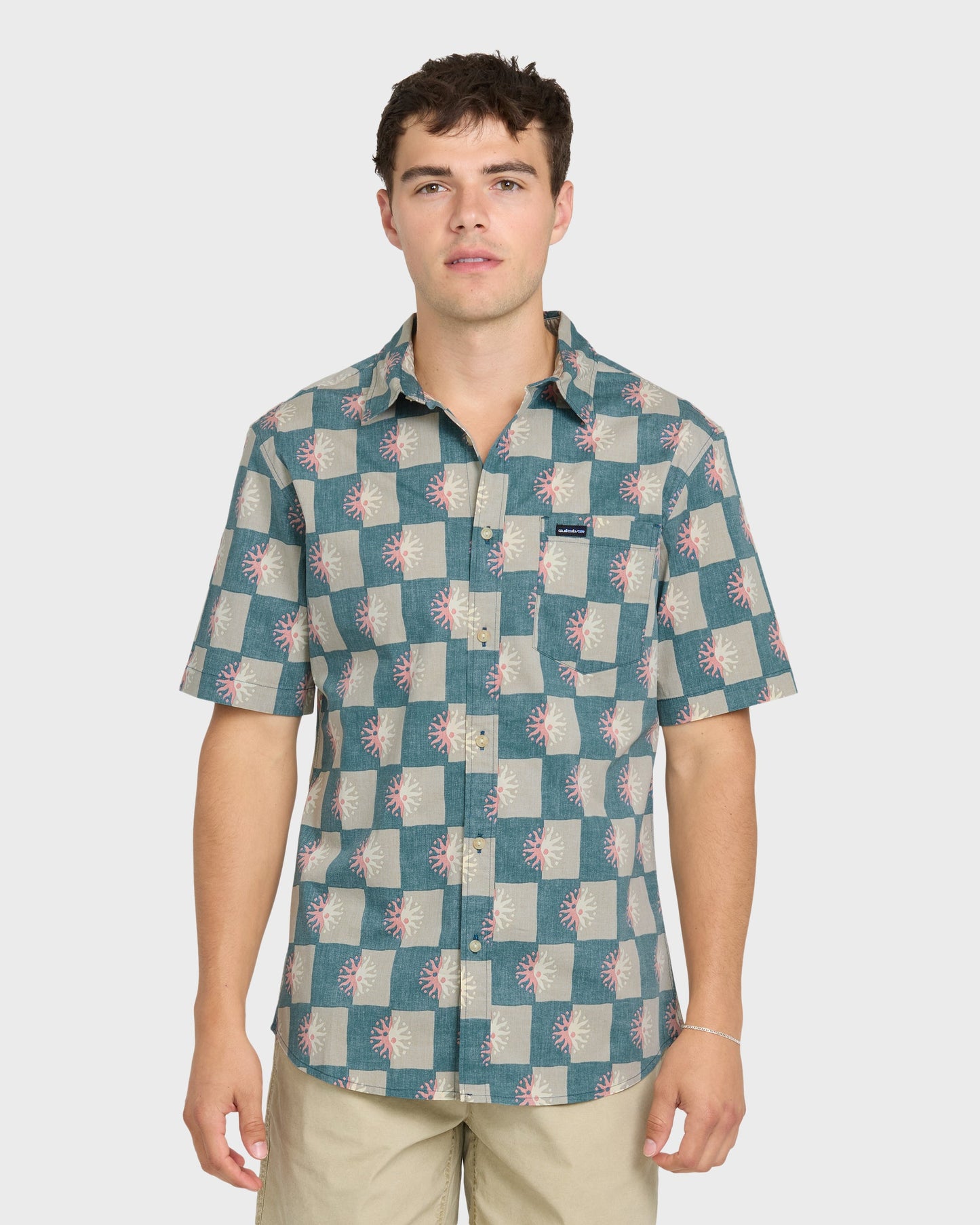 Sundial Classic Stretch Short Sleeve Woven Shirt - Mediterranea
