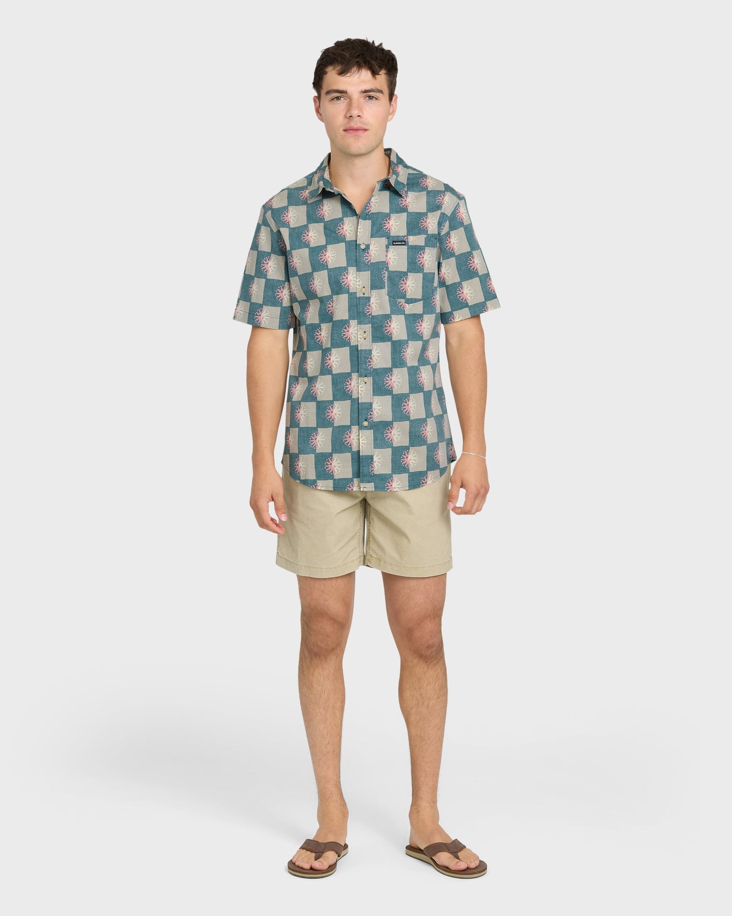 Sundial Classic Stretch Short Sleeve Woven Shirt - Mediterranea